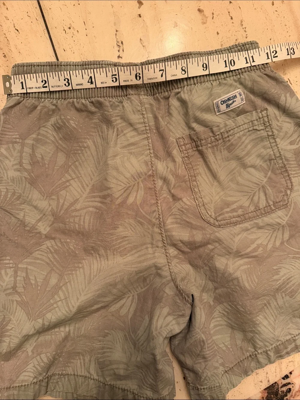 OshKosh B'gosh 100% Cotton Light Green Leaf Print Elastic Waist Shorts